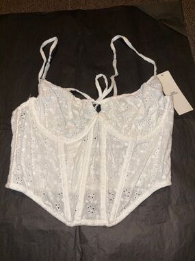 Urban Outfitters White Eyelet Lace Corset Bralette